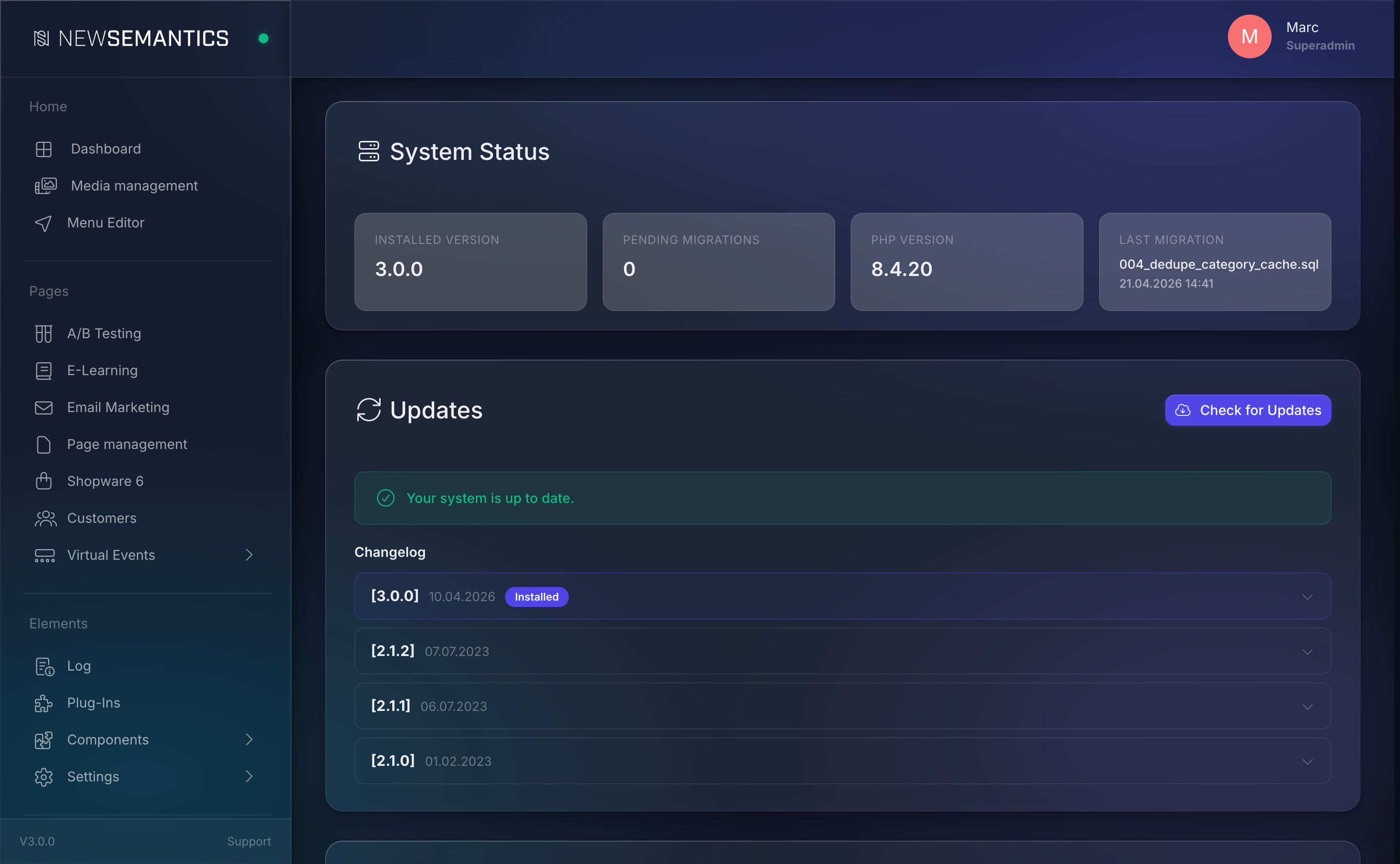 Update Manager with System Status, Updates, and Deployments sections
