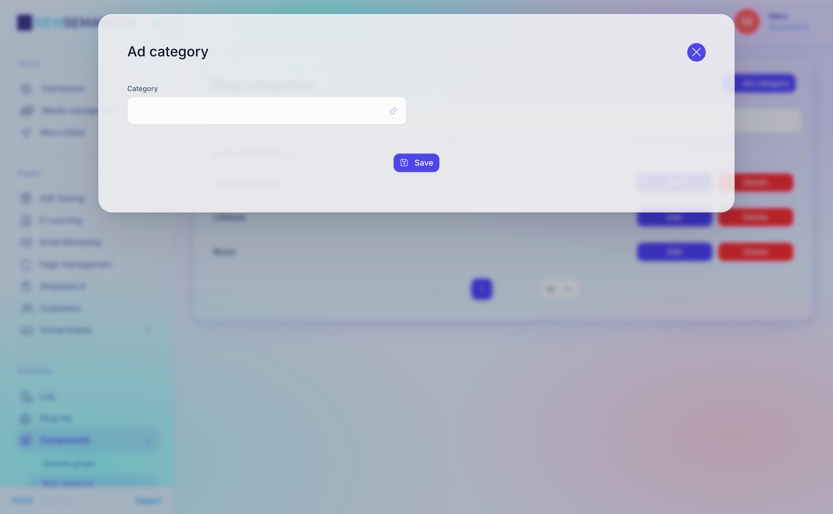 Category edit modal with language tabs