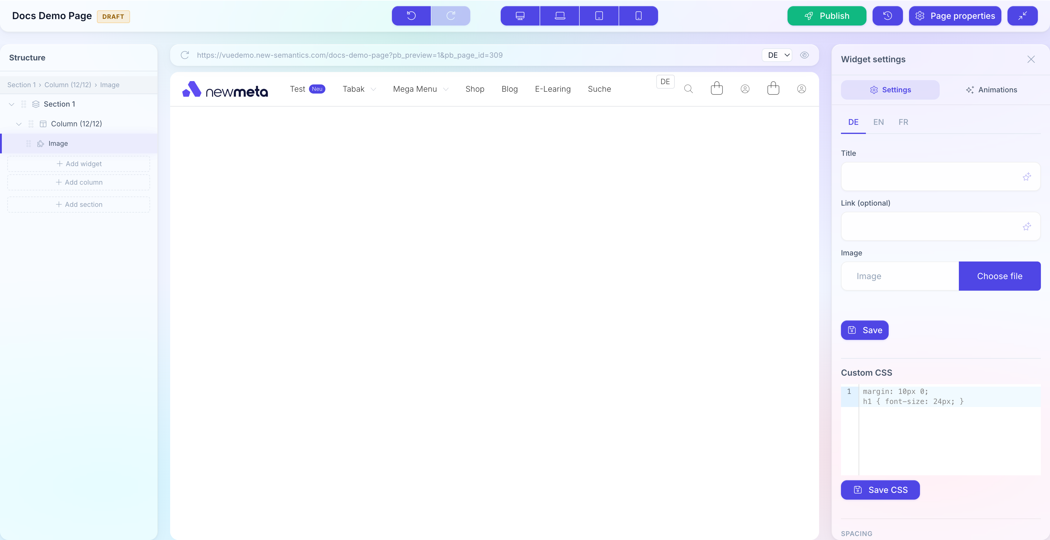 Webflow-style box-model spacing control with padding and margin inputs