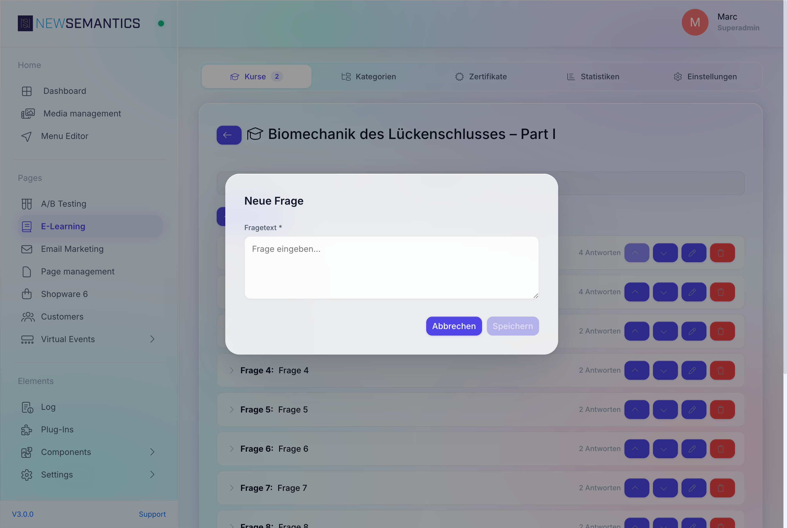 Question modal with textarea