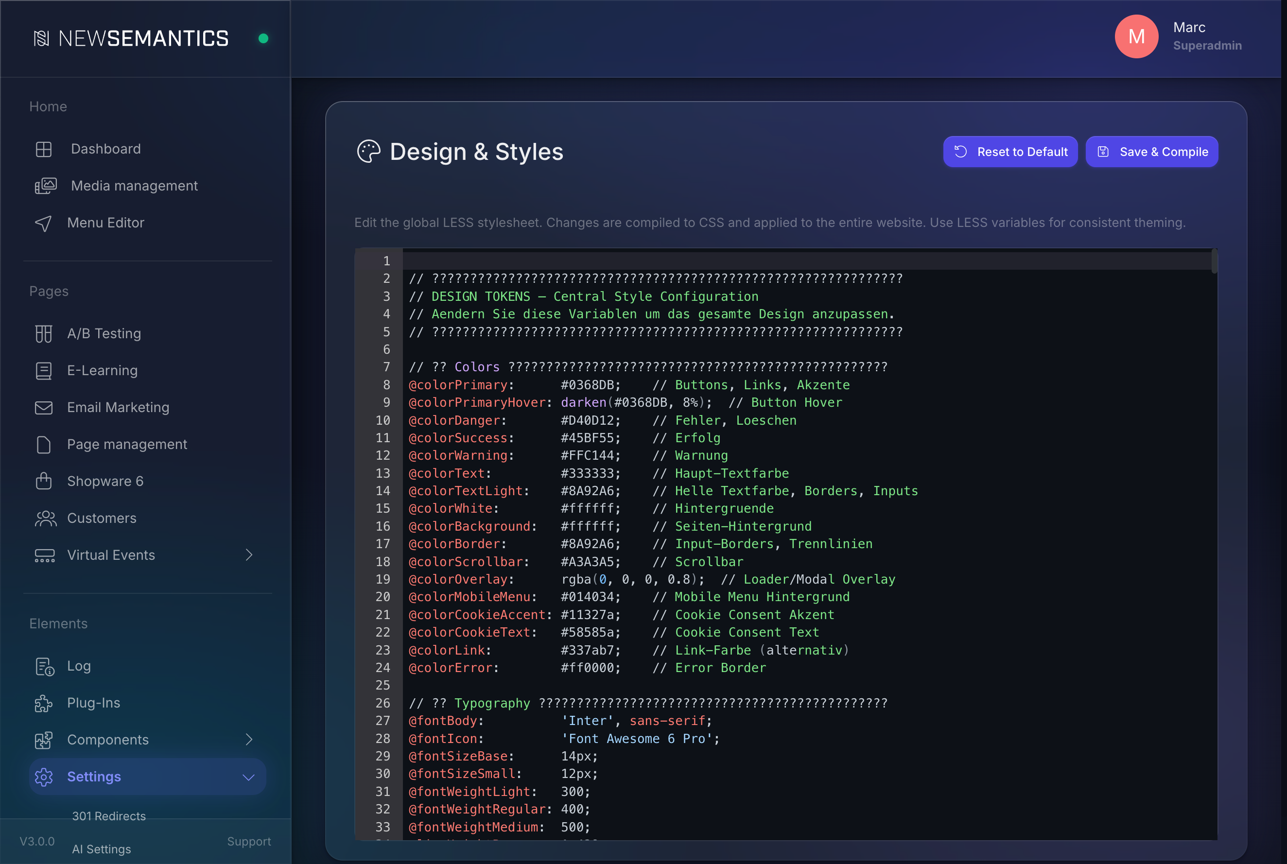 Save & Compile button in the top right of the editor